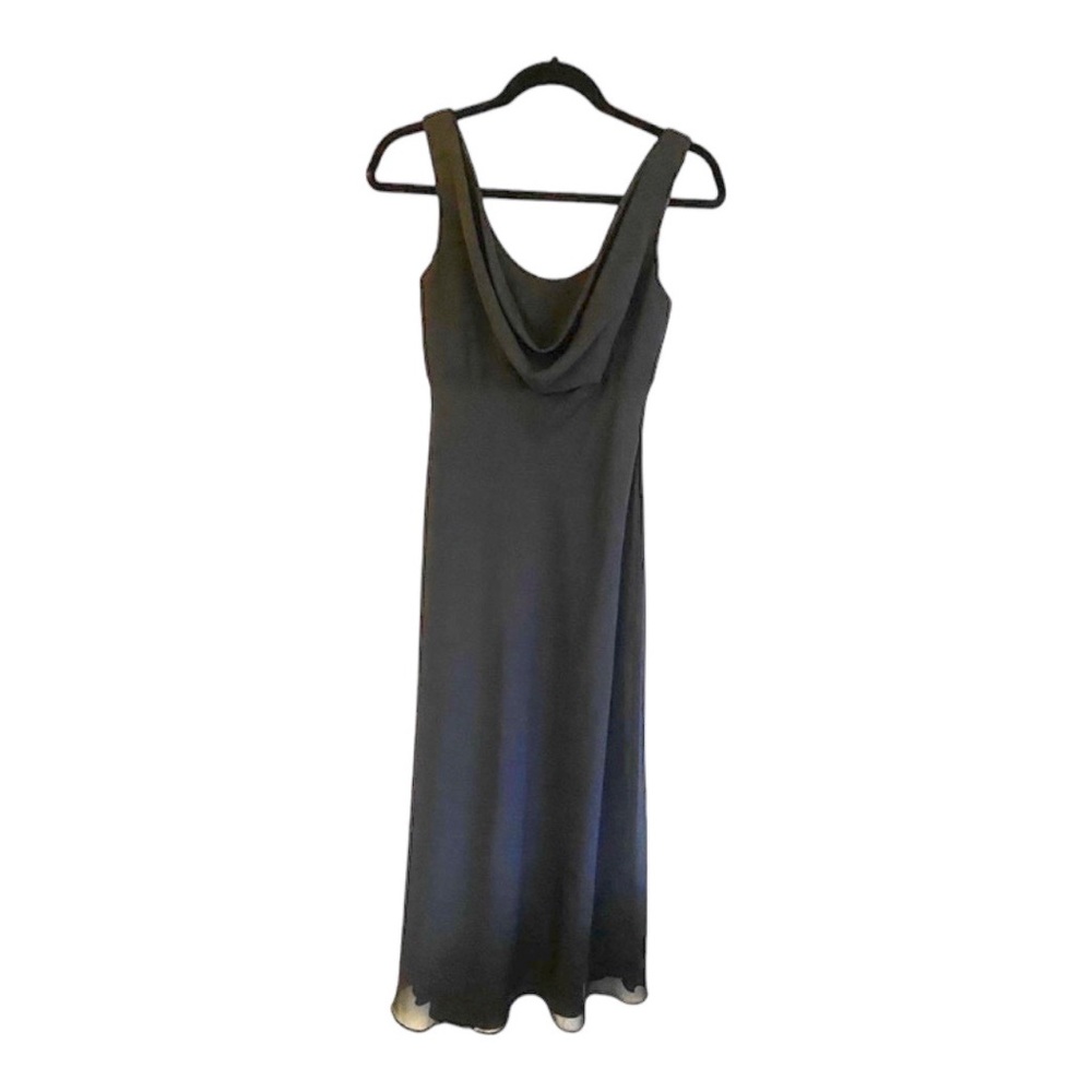 90s Style Betsy & Adam Black Cow Neck Empire Waist Long Dress Size 8P
